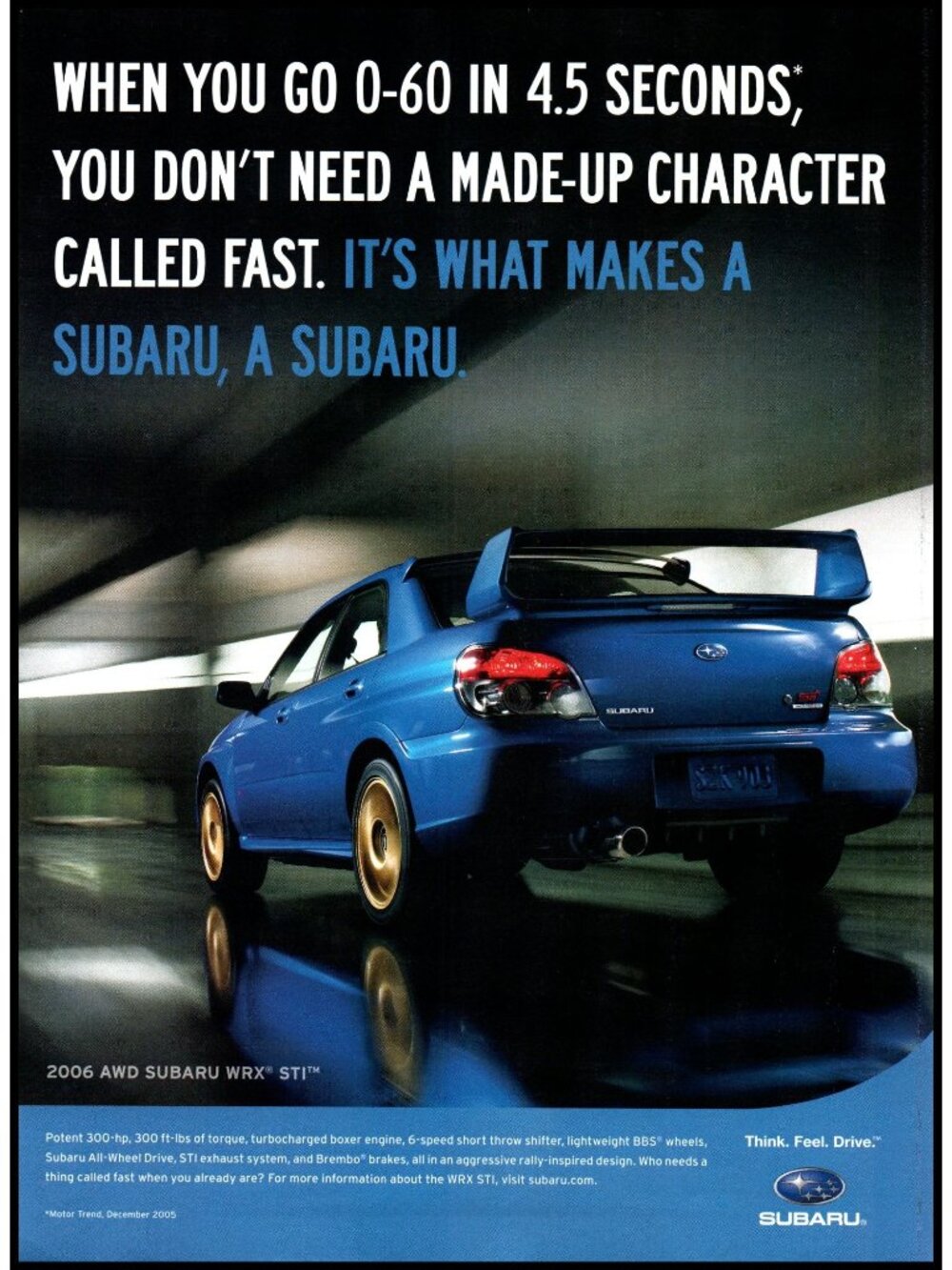 2006 Subaru AWD WRX STI Sports Sedan Vintage Print Ad Spoiler Taillight Wall Art